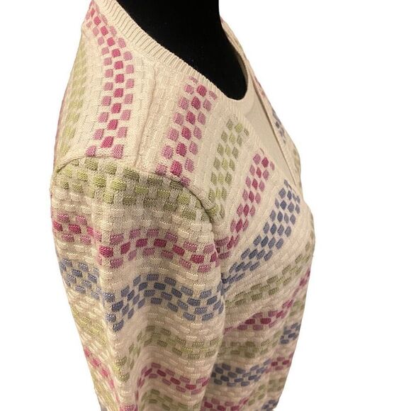 Alfred Dunner White Multicolored Stripes Faux Sweater Set Sz L petite - Picture 5 of 12